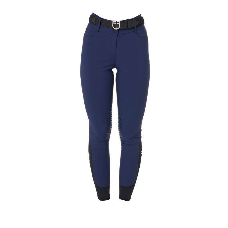 Slim-Fit Damen-Reithose mit hohem Bund und Kniebesatz /Silikon-Grip