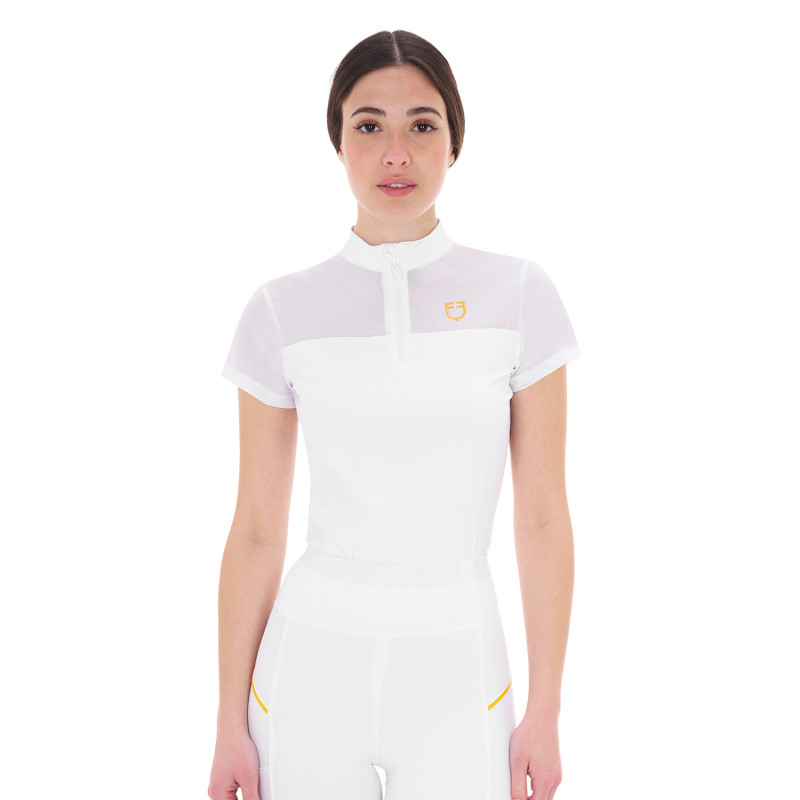 Damen Slim-Fit Poloshirt mit Mesh-Einsätzen