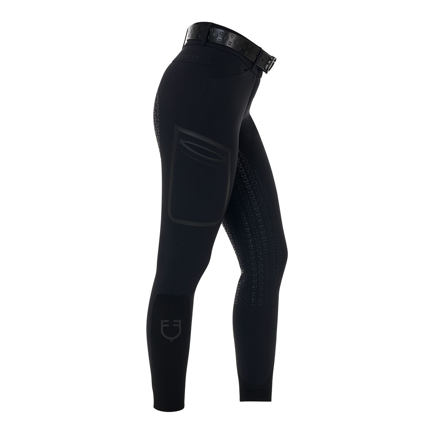 Damen-Hochbundreithose mit Vollbesatz und Handytasche
