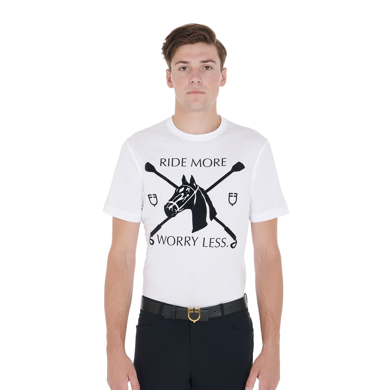 Schmal geschnittenes Herren-T-Shirt mit Pferdedruck