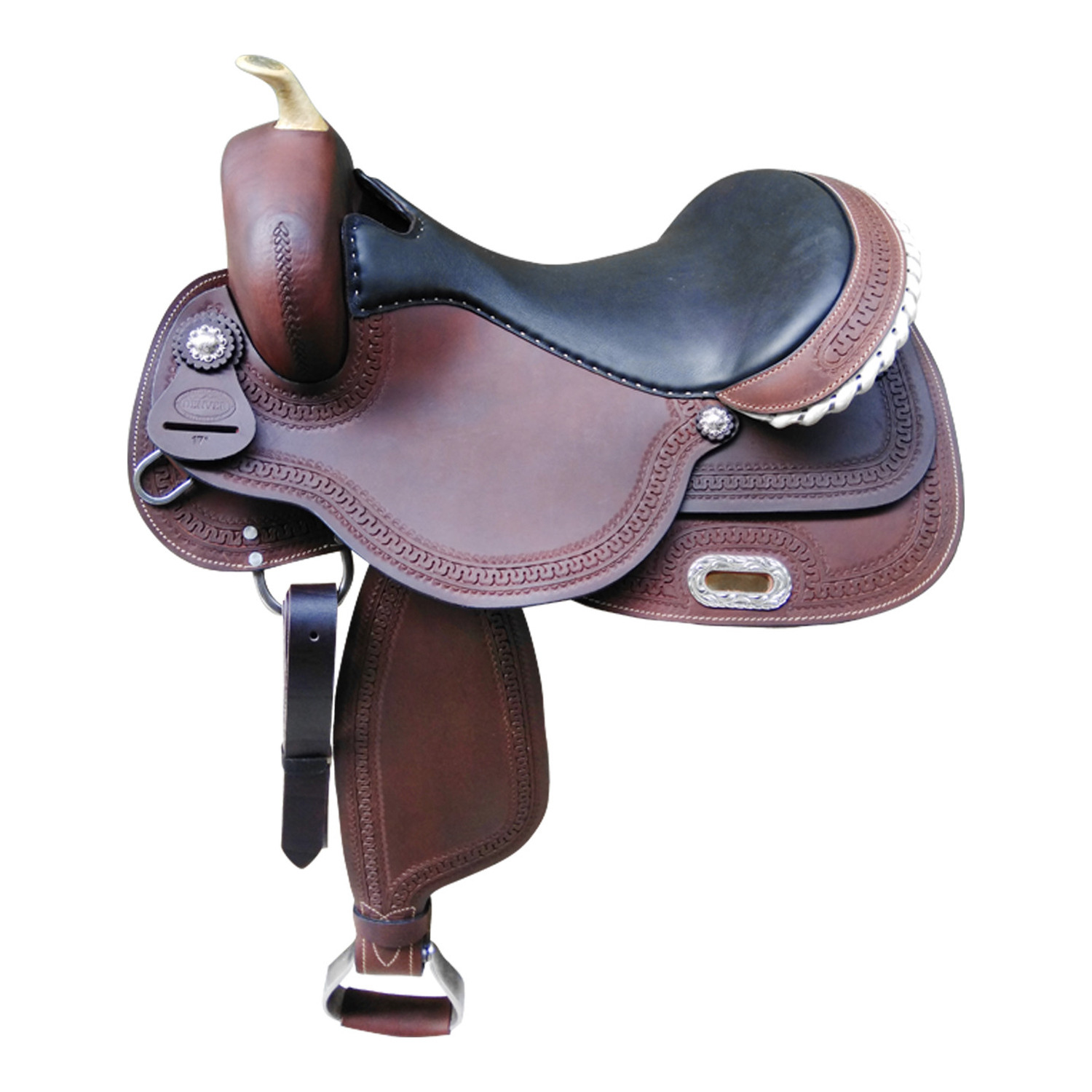 Western-Reining-Sattel aus Leder mit Edelstahl-Schnallen