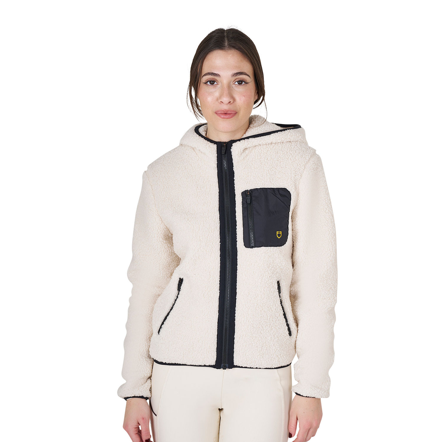 Damen Sweatshirt-Jacke aus Fleece/ Teddy mit Fronttasche