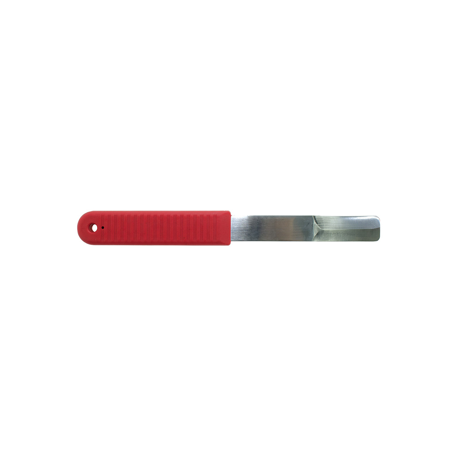 Gebogenes Messer aus Edelstahl mit gummiertem Griff