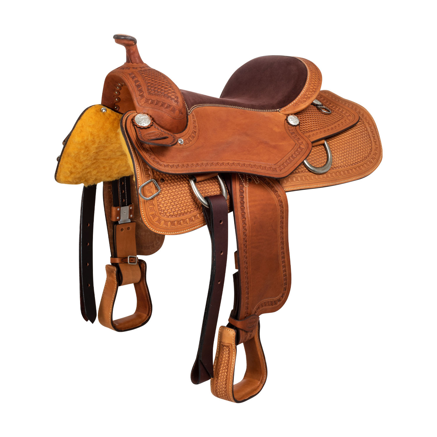 Reining Westernsattel aus weichem Leder mit Flechtmuster