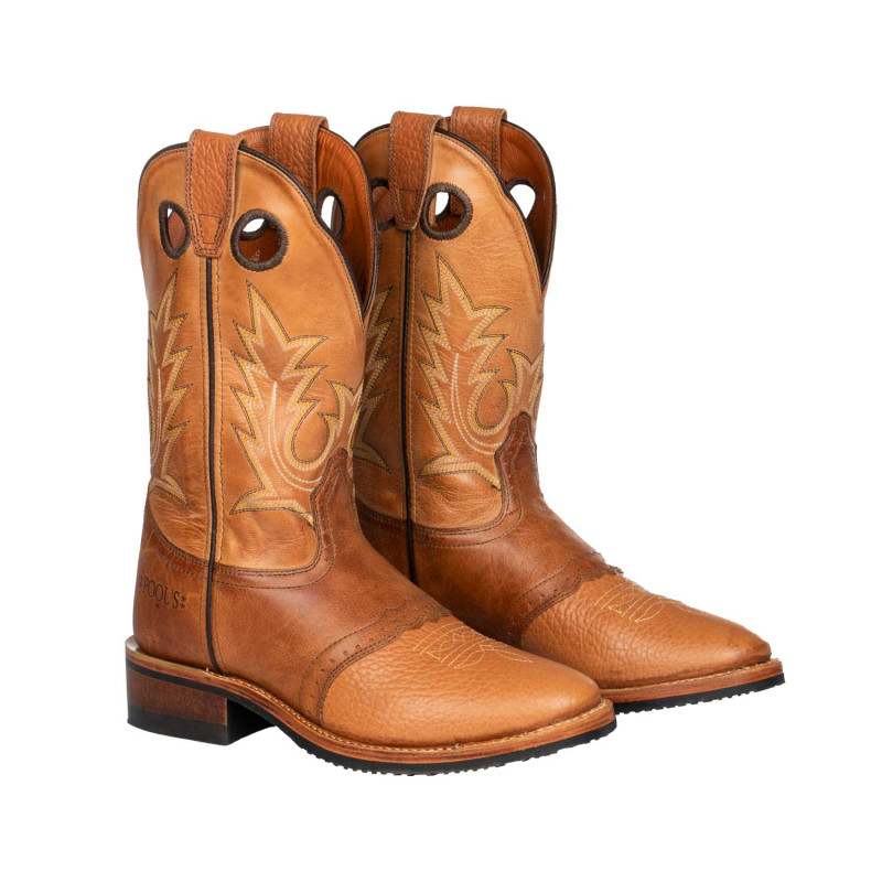 Damenpoolstiefel  aus besticktem dreifarbigem Leder