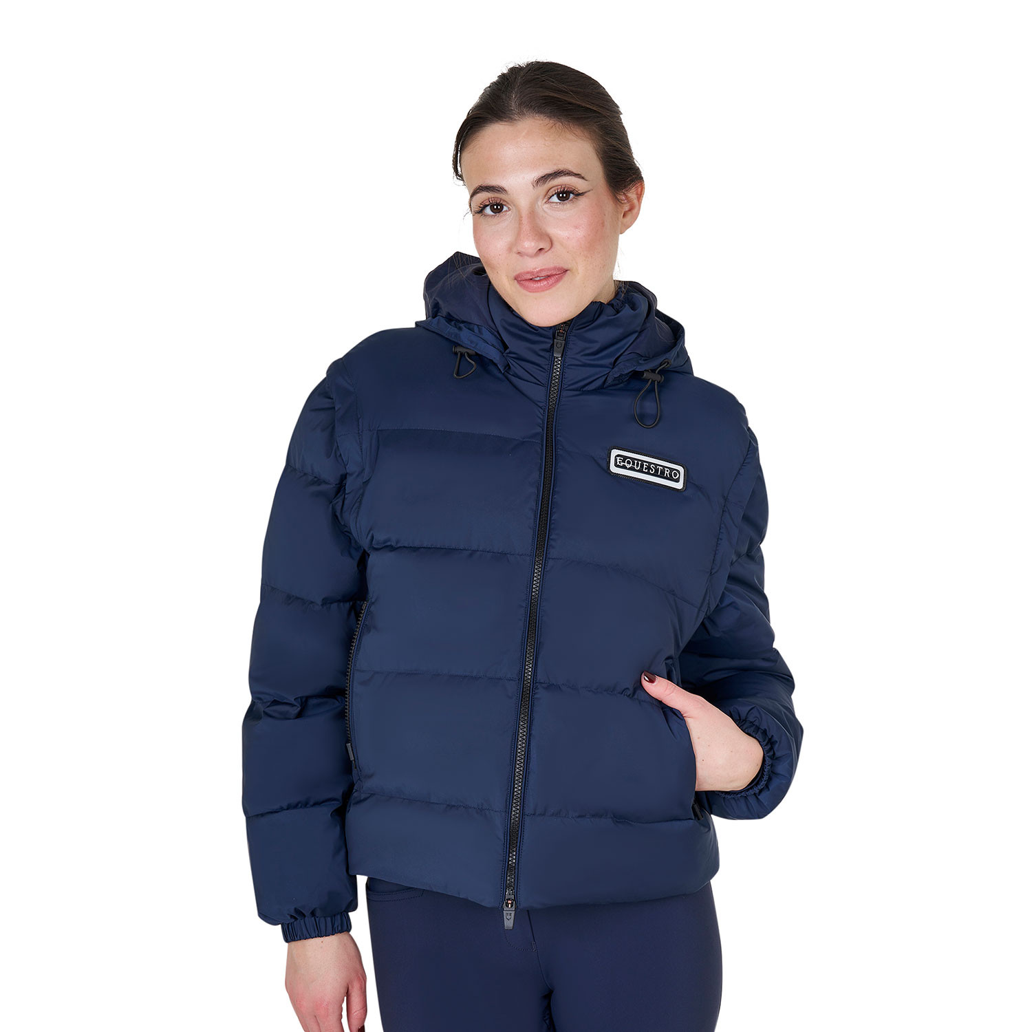 Damen-Daunenjacke 3 in1, abnehmbaren Ärmeln und Kapuze