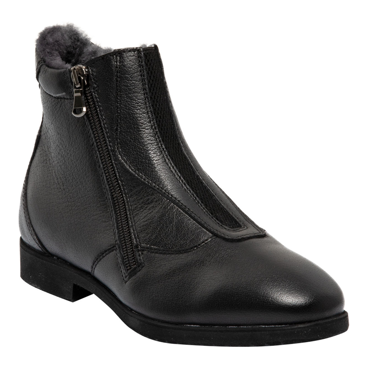 Gefütterte Leder-Reitstiefeletten mit Lammfell