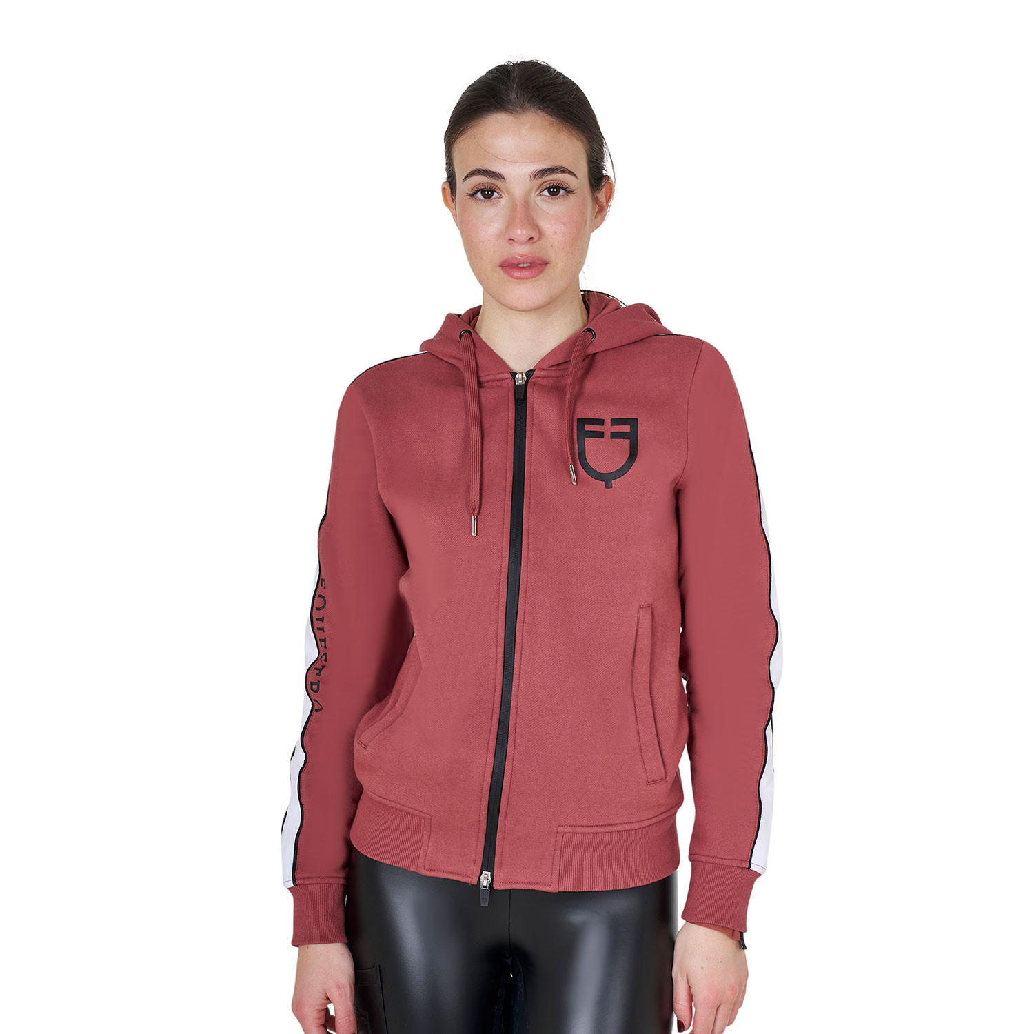 Damen-Kapuzensweatjacke mit Zwei-Wege-Reißverschluss
