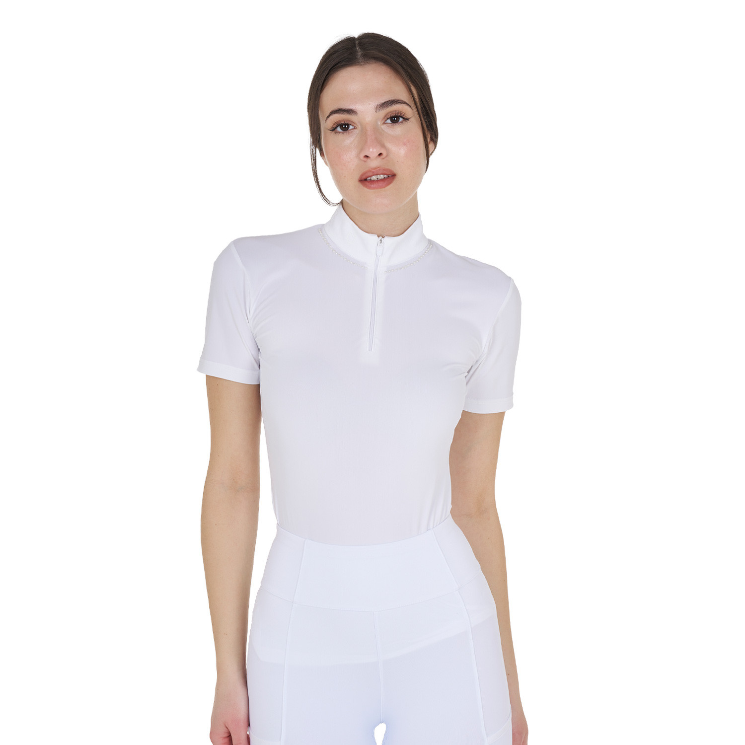 Damen Trainings-Poloshirt mit Perlenapplikationen