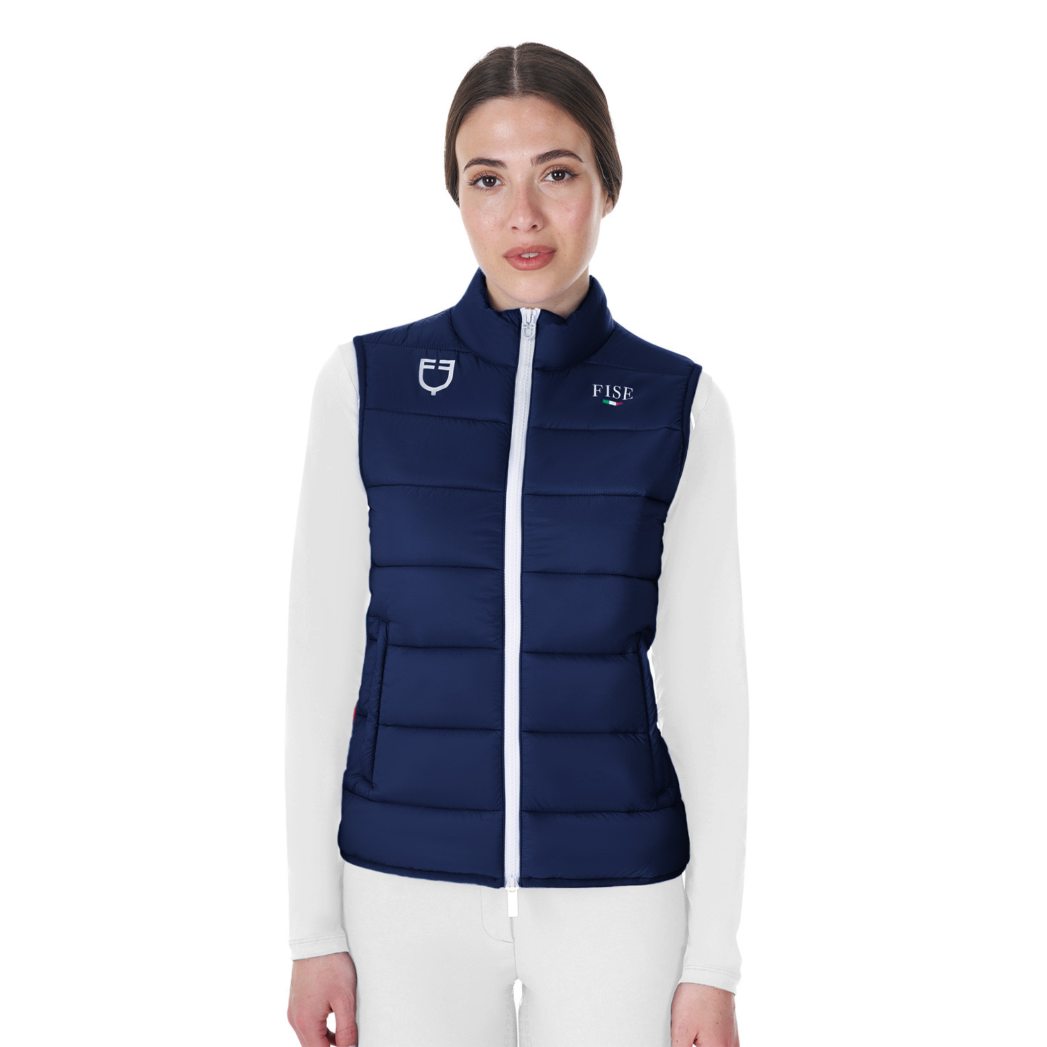 Damen taillierte ärmellose Jacke aus technischem Gewebe