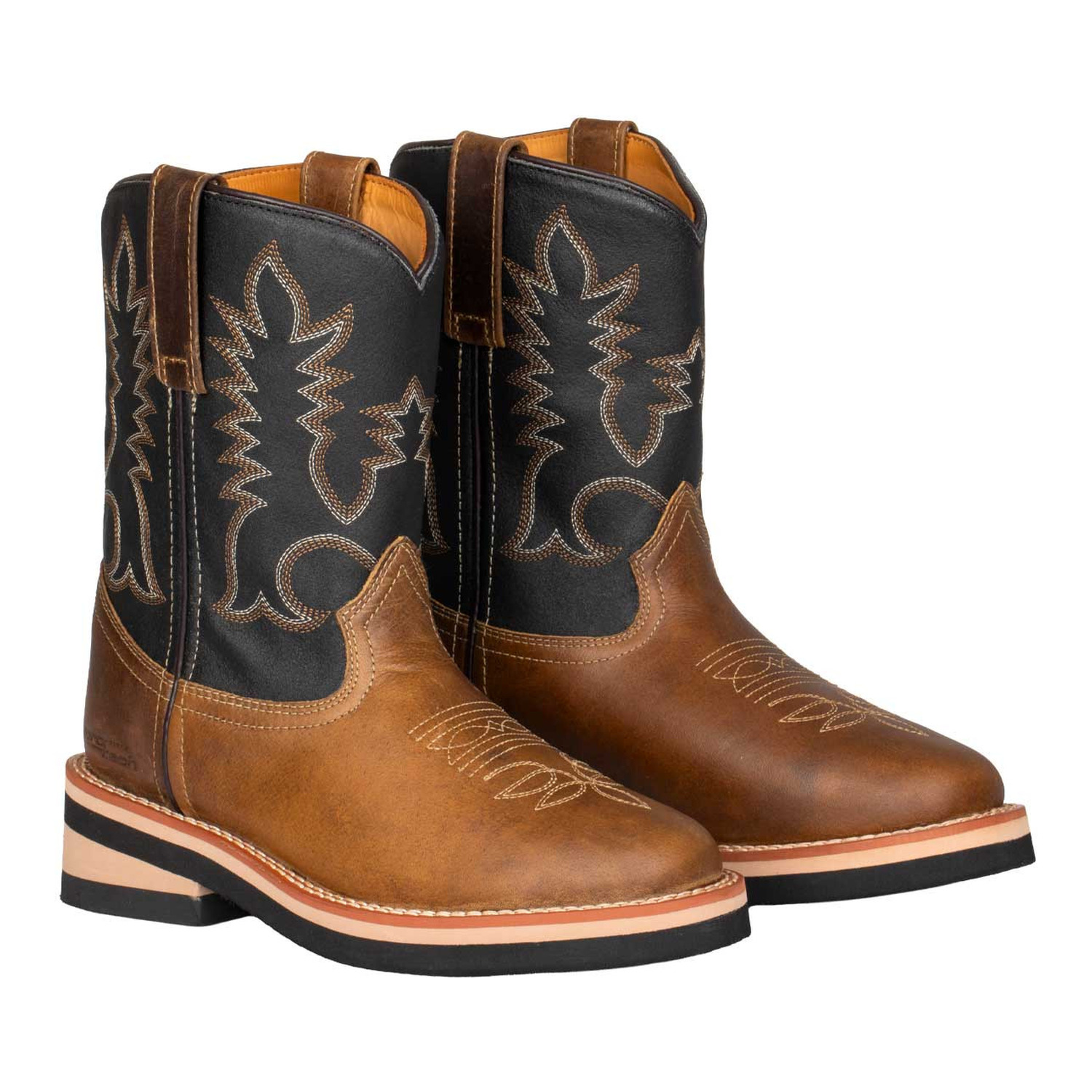 Western-Ropingstiefel aus Leder mit genähter Gummisohle