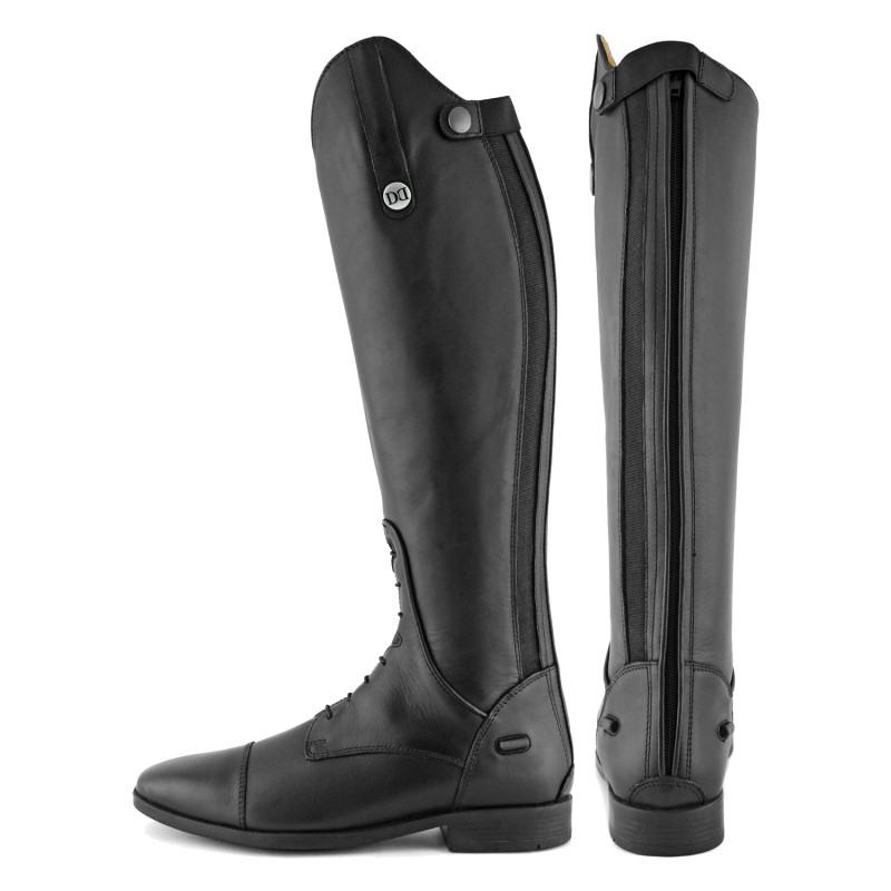 Derby-Reitstiefel aus schwarzem Leder