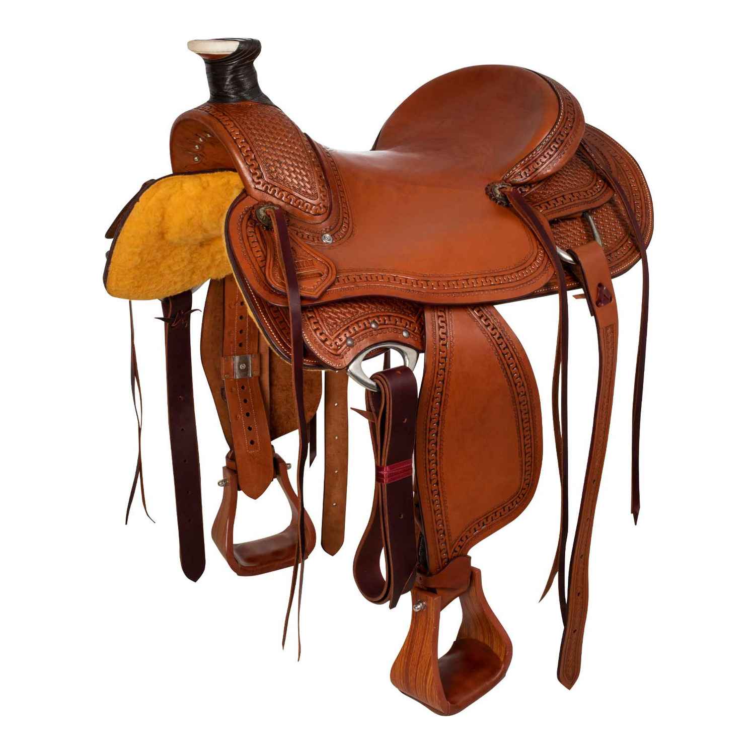 Westernreitsattel Wade Basket Tooling – klassischer Arbeitssattel aus weichem Leder
