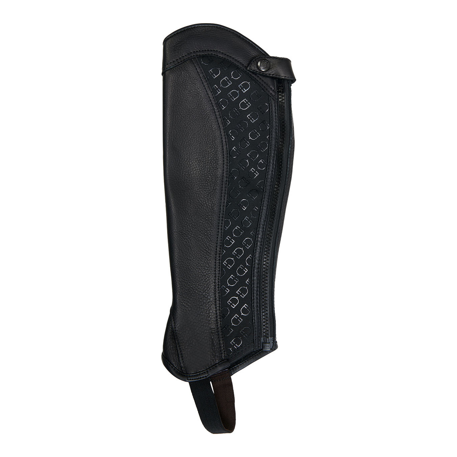 Leder-Reitchaps mit gemustertem Stretch-Einsatz