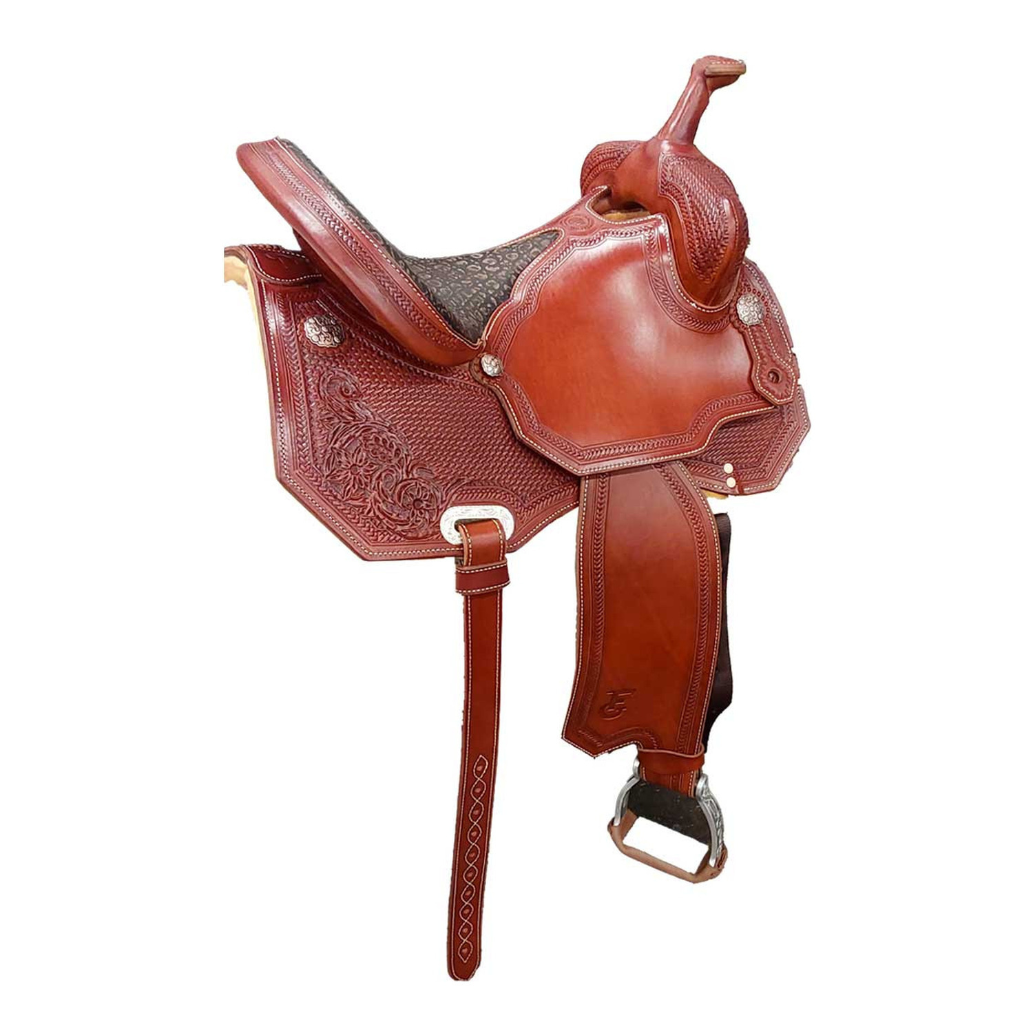 Barrel-Westernsattel 14,5 Zoll QH Cognac – aufwendig verzierter Sattel für schnelle Disziplinen