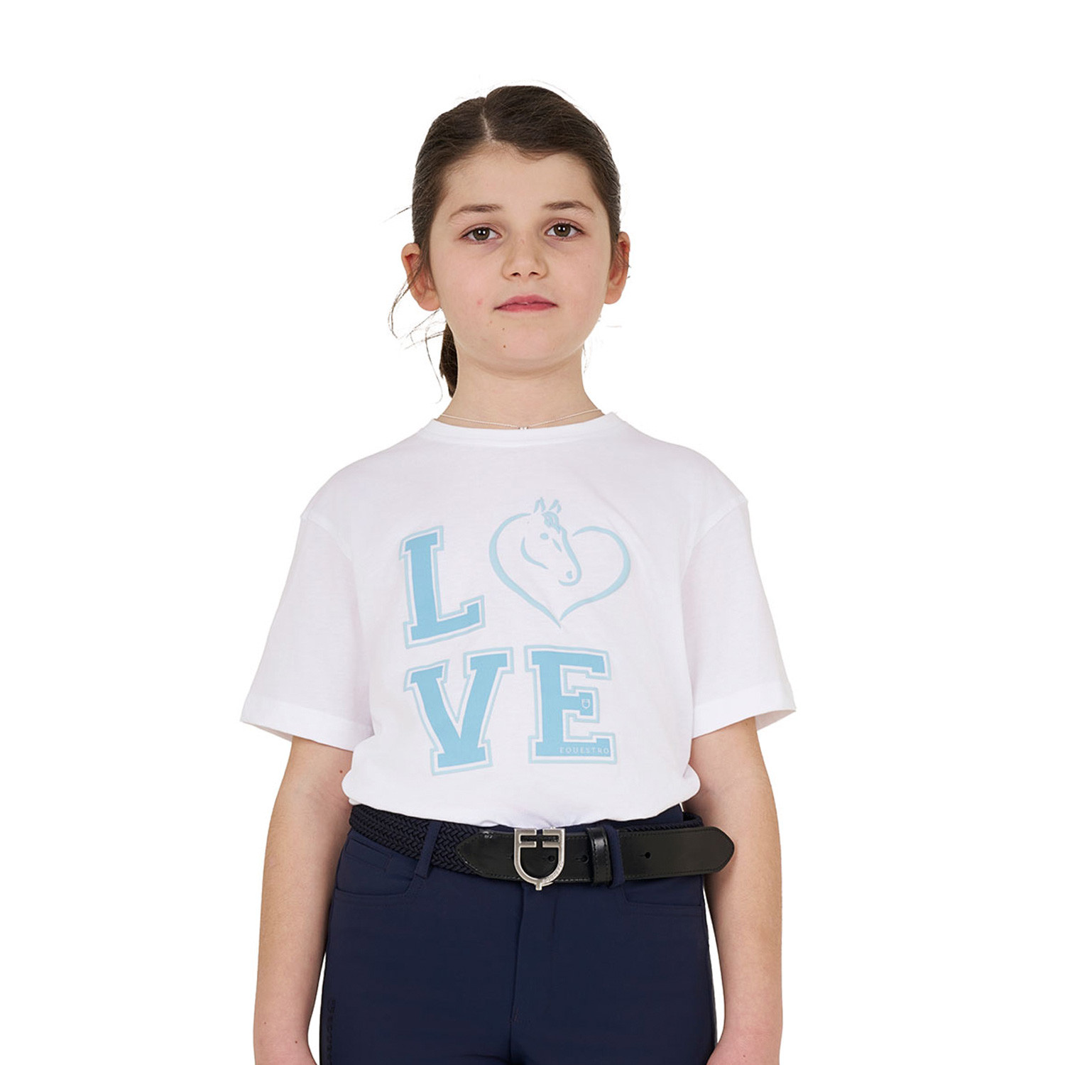 Slim-Fit Mädchen T-Shirt aus Baumwolle mit Pferdeprint