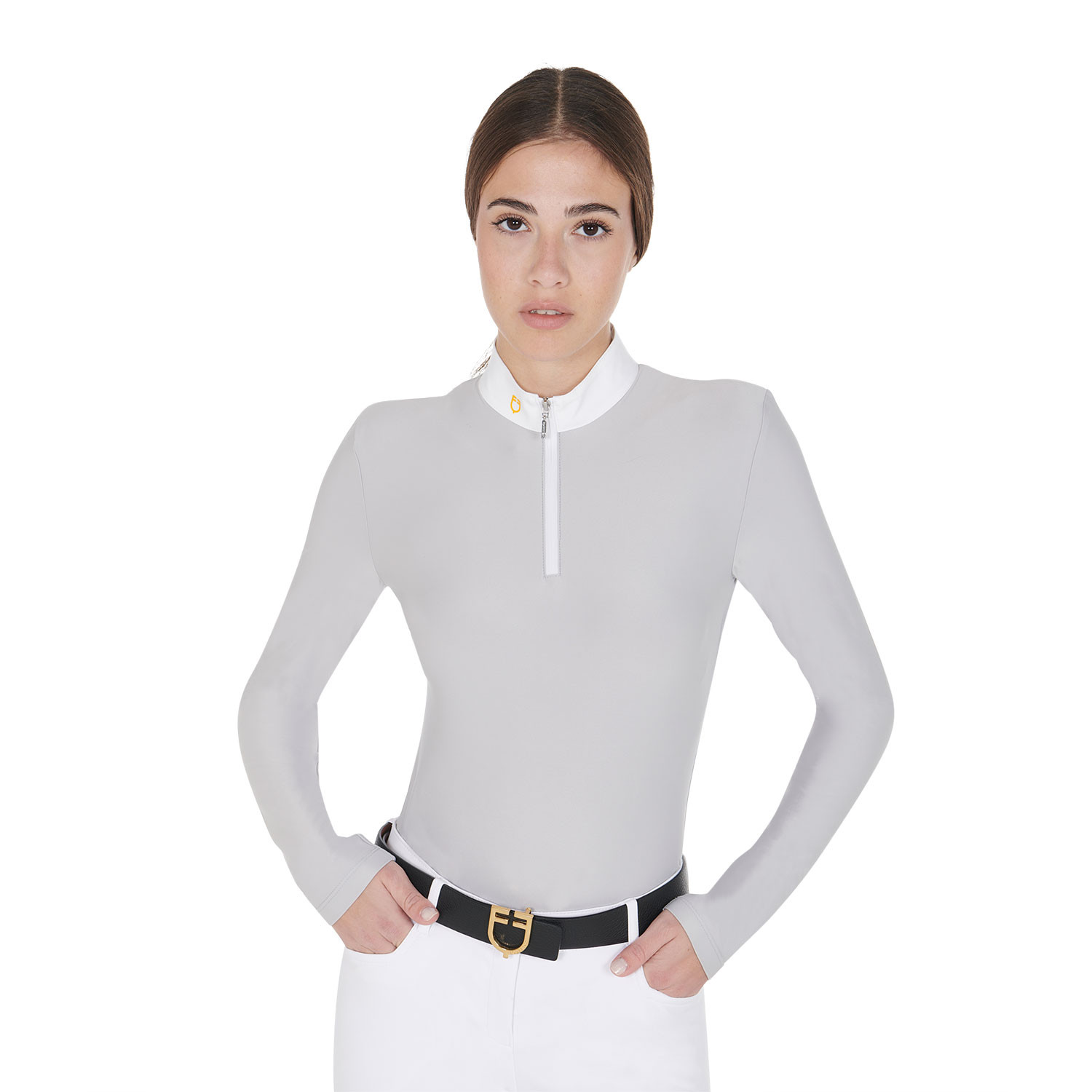 Damen-Langarm-Poloshirt aus technischem Fleecestoff