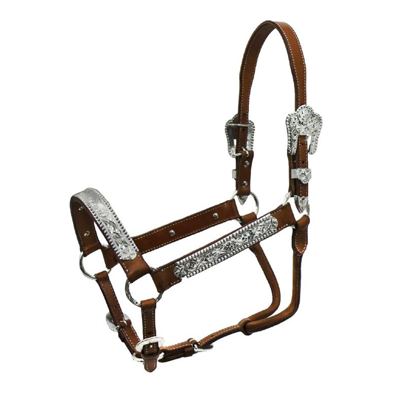 Western Halfter aus Leder mit Silberverzierungen