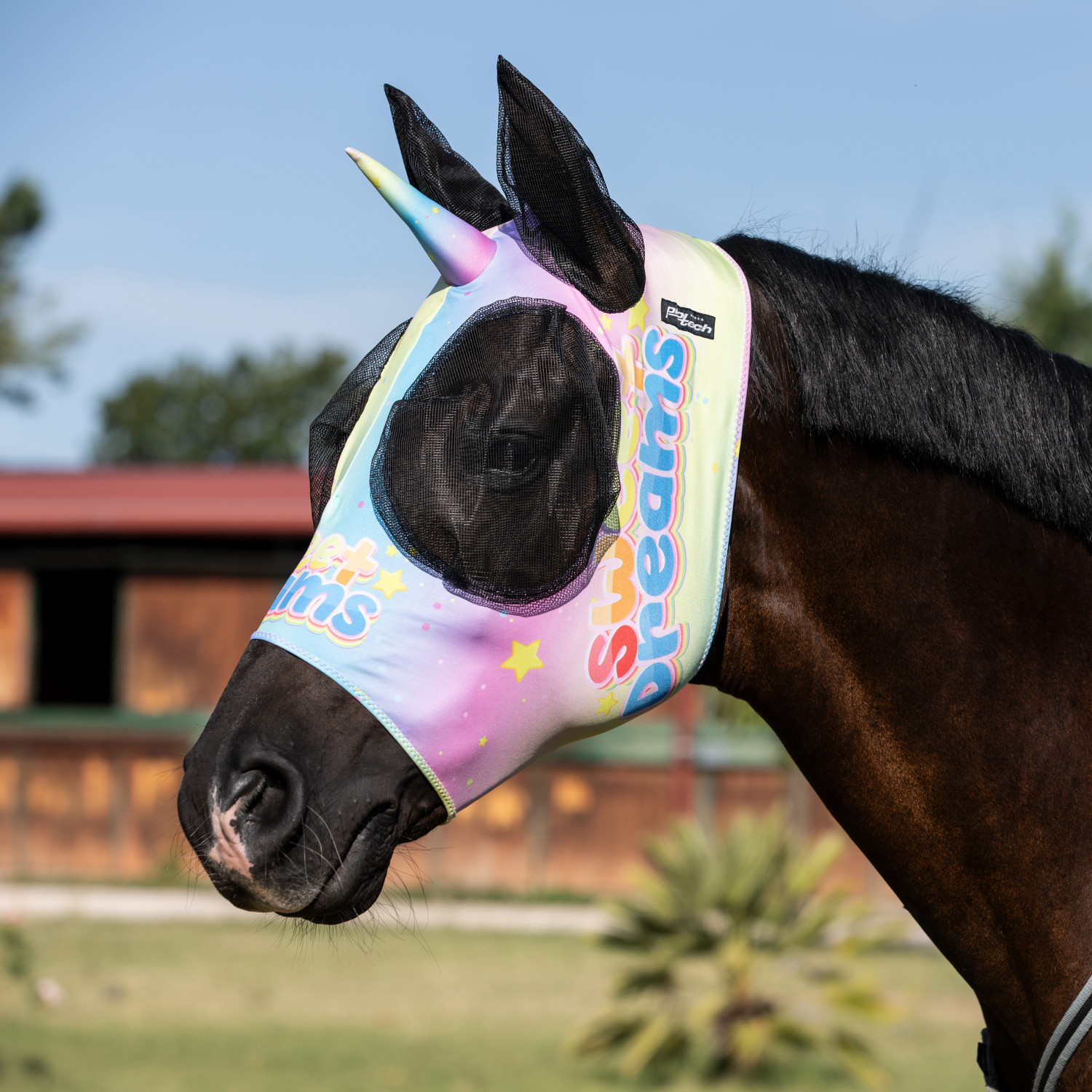 Einhorn-Fliegenmaske mit Ohrenabdeckung