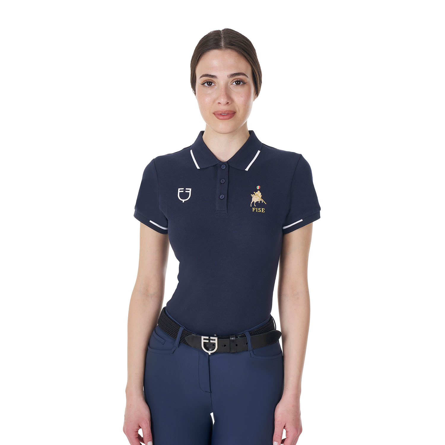 Damen Slim Fit Poloshirt mit halben Ärmeln