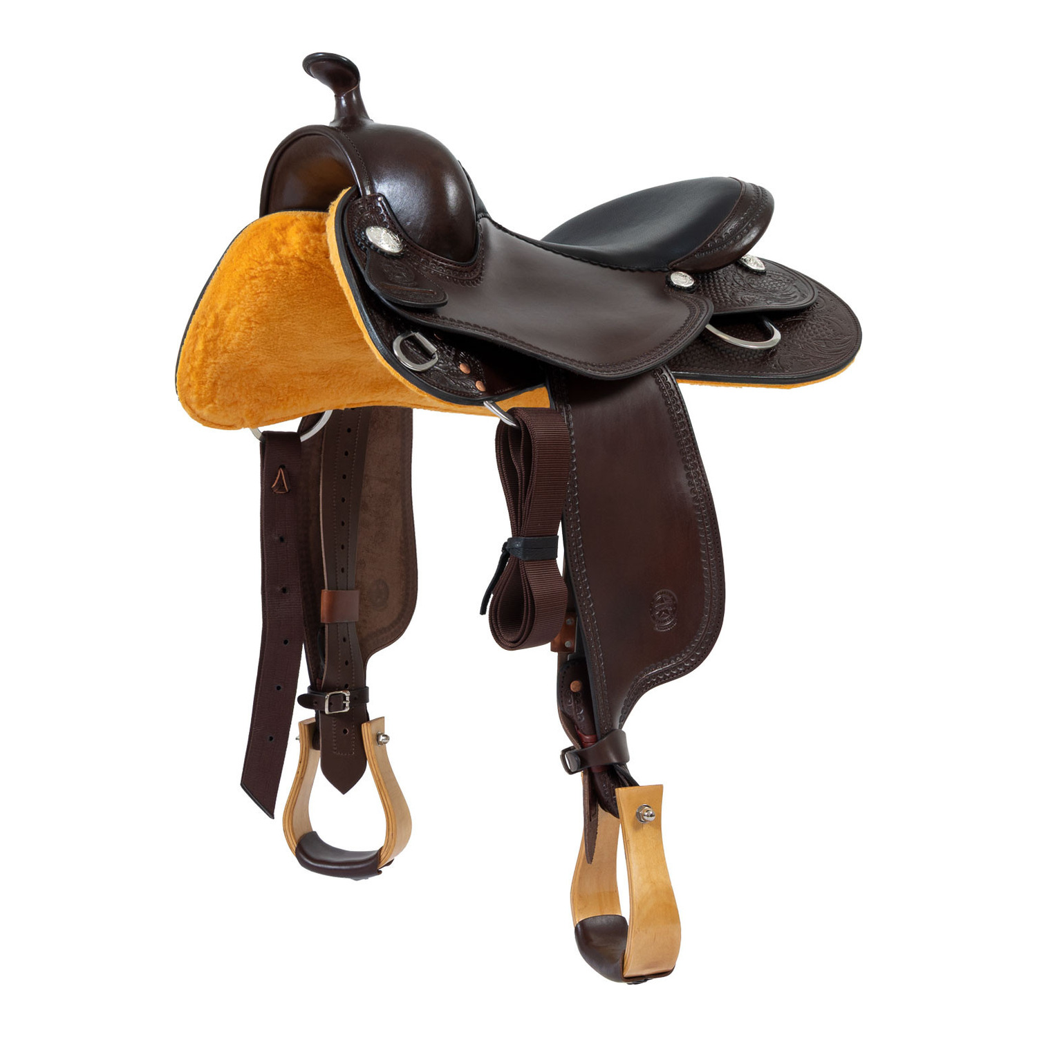 Westernreitsattel Pleasure Small Butterfly Tooling Rose aus geprägtem Leder
