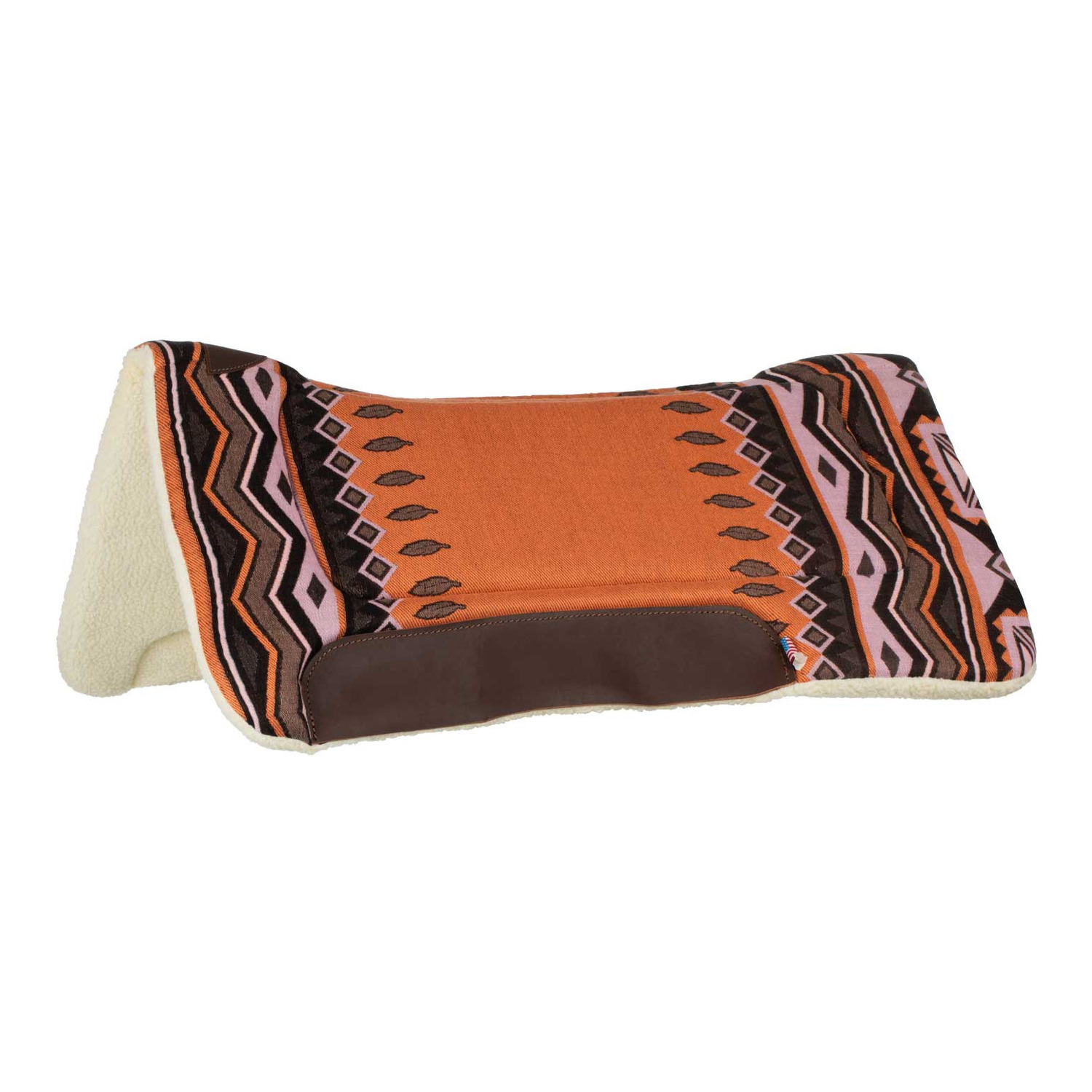 Western-Sattelpad aus Öko-Wolle mit Lederverstärkungen 85 × 87 cm