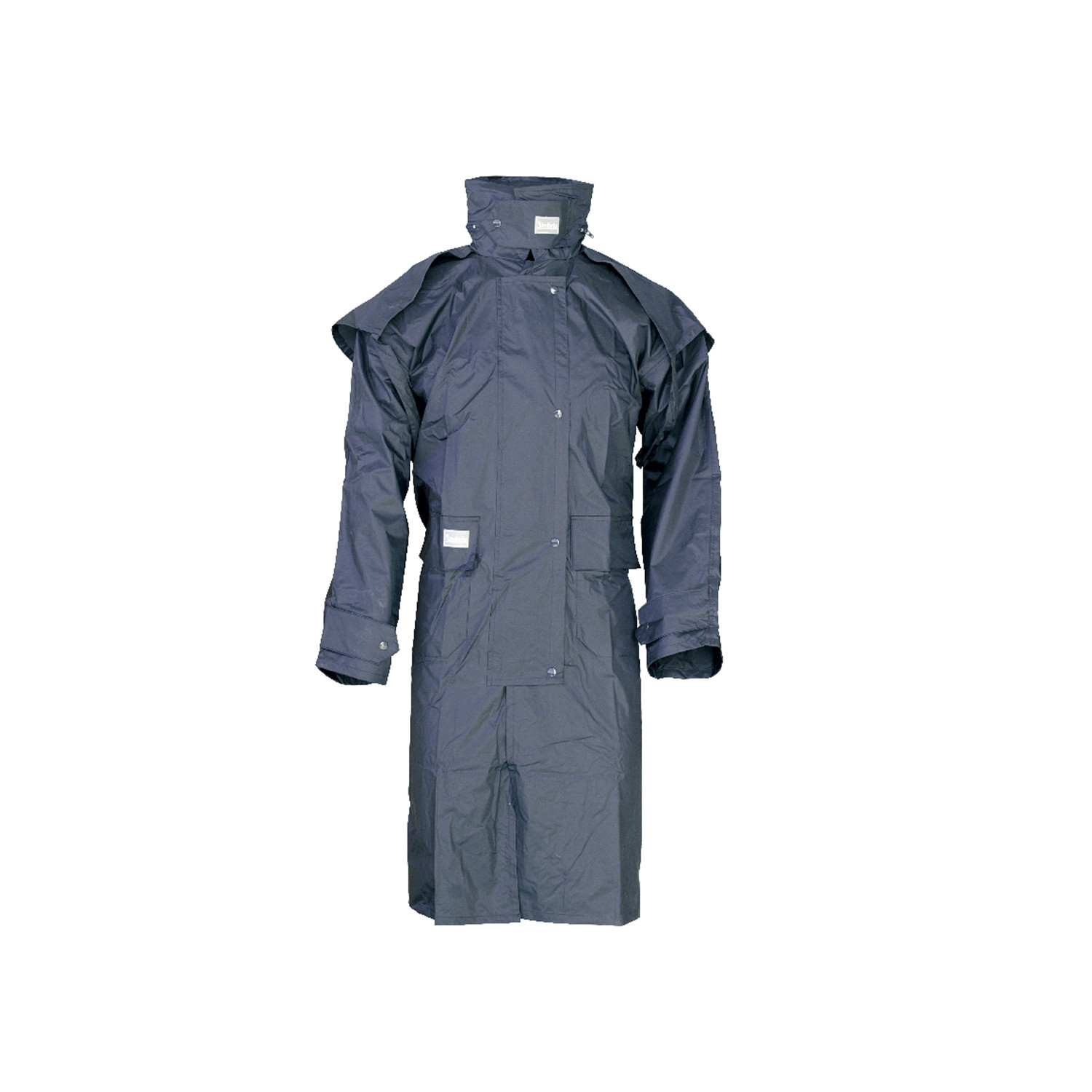 Langer Reitregenmantel mit Schultercape – Navy